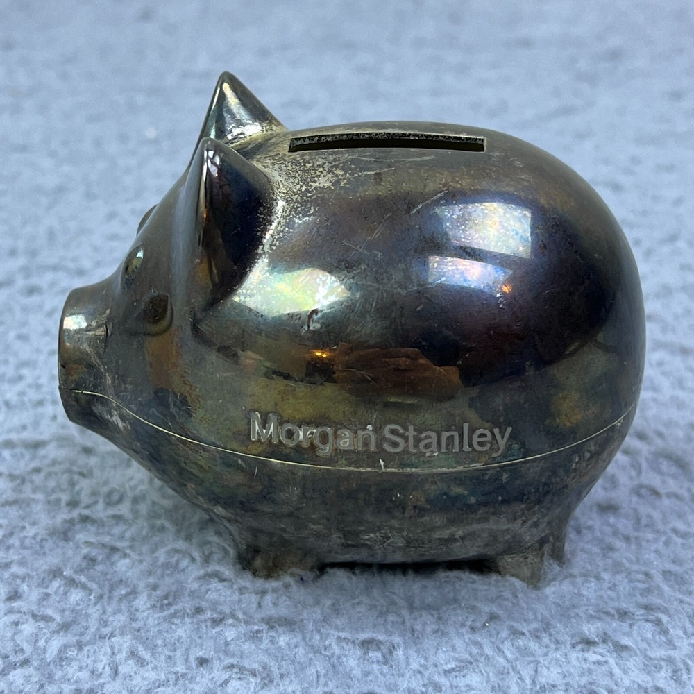 Morgan Stanley Banking Logo Financial Metal Piggy Bank for Coins Savings Box 4"